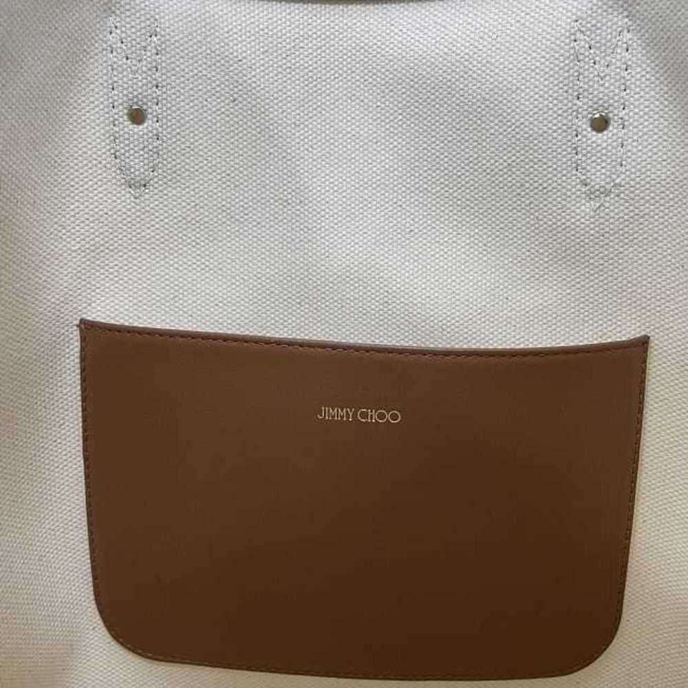 Jimmy Choo Tote Bag Natural White Brown ec-19954 Canvas Leather JIMMY CHOO A4... - Picture 7 of 10